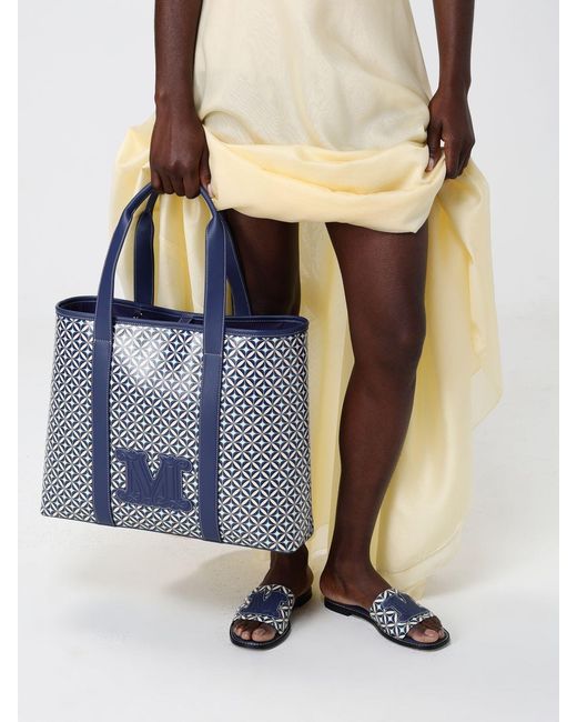 Max Mara Blue Farneto Monogram Tote Bag