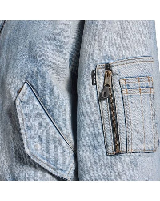 Balenciaga Blue Standard Zip-Up Denim Bomber Jacket