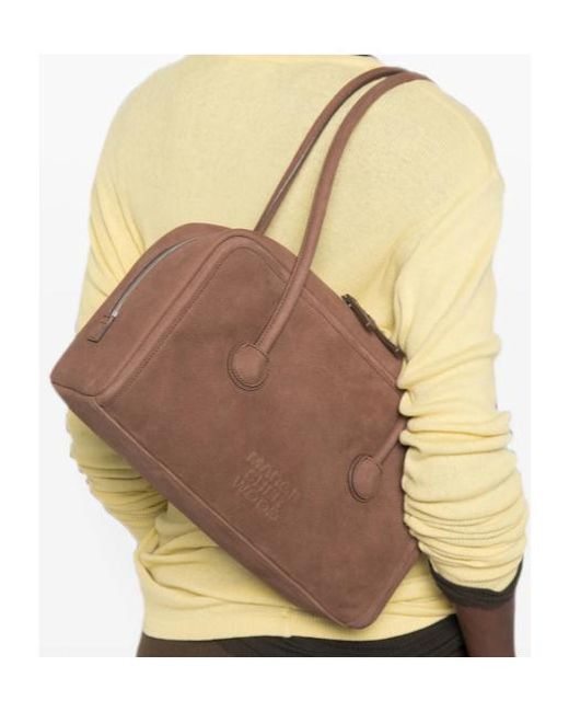 MARGE SHERWOOD Brown Structured Leather Shoulder Bag