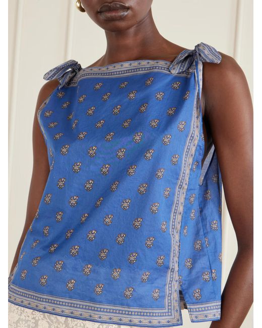 Doen Blue Amalia Printed Top
