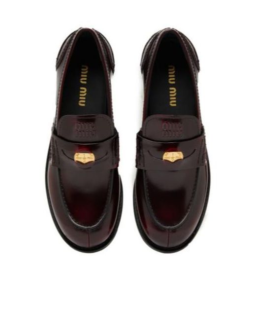 Miu Miu Brown Logo Loafers