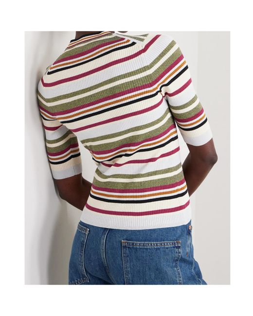Veronica Beard Multicolor Kavya Striped Ribbed-Knit Sweater