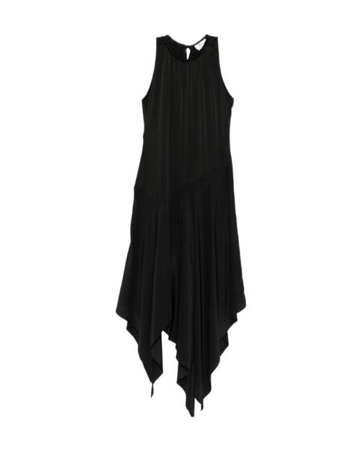 McQueen Black Handkerchief-Hem Halterneck Midi Dress