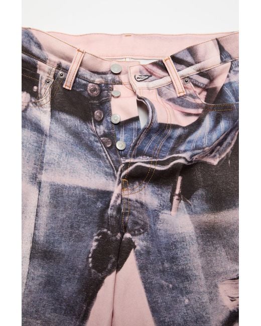 Acne Pink Trompe-L'Œil Jeans for men