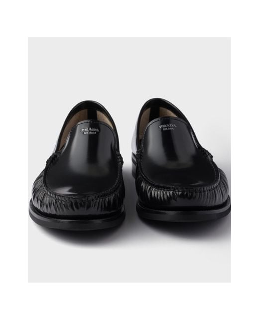 Prada Black Ruched Slip-On Loafers for men