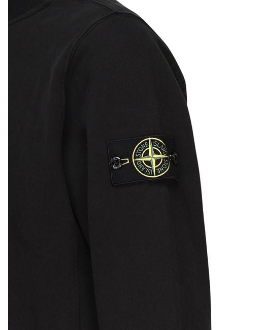 Stone Island Black Logo Patch Half-Zipped Sweatshirt for men