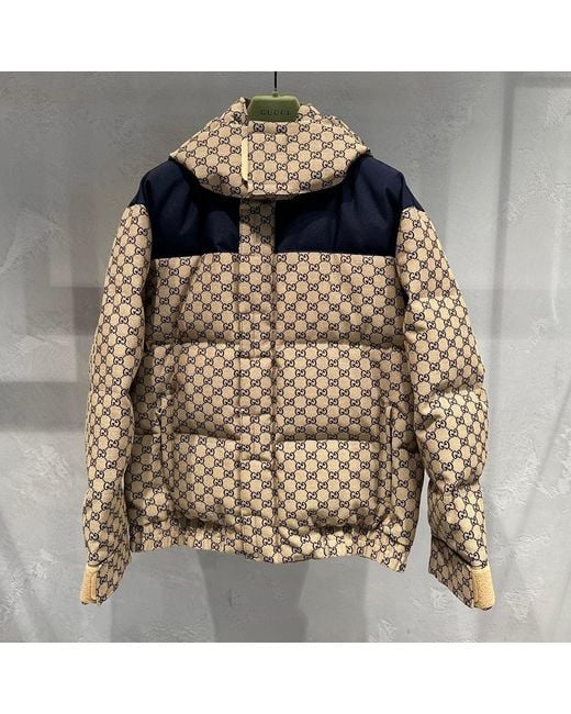 Gucci Multicolor All-Over Logo Print Puffer Coat for men