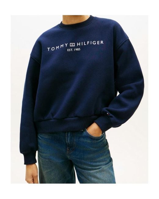 Tommy Hilfiger Blue Logo-Print Sweater