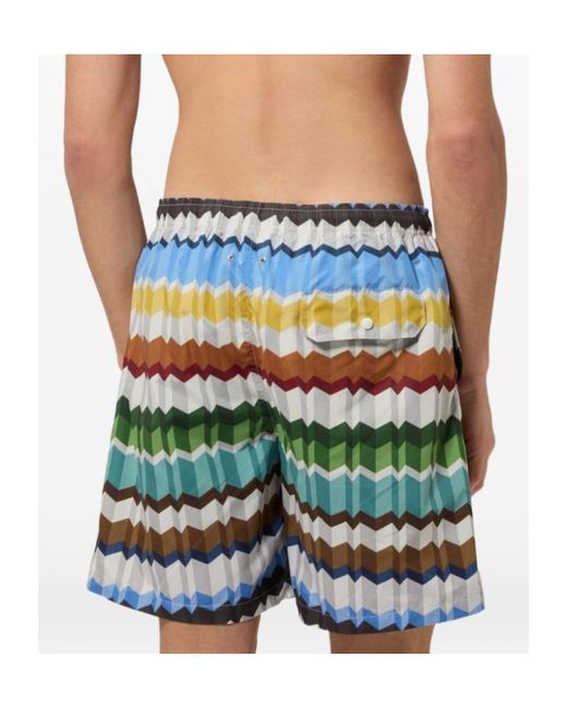 Missoni Blue Zigzag-Print Swim Shorts for men