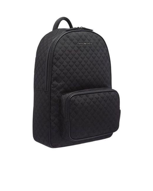 Emporio Armani Black Logo Backpack for men