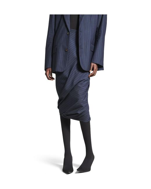 Balenciaga Blue Twisted Tailored Skirt