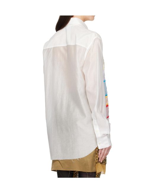 Edward Cuming White Collage Heart Throb Collared Shirt