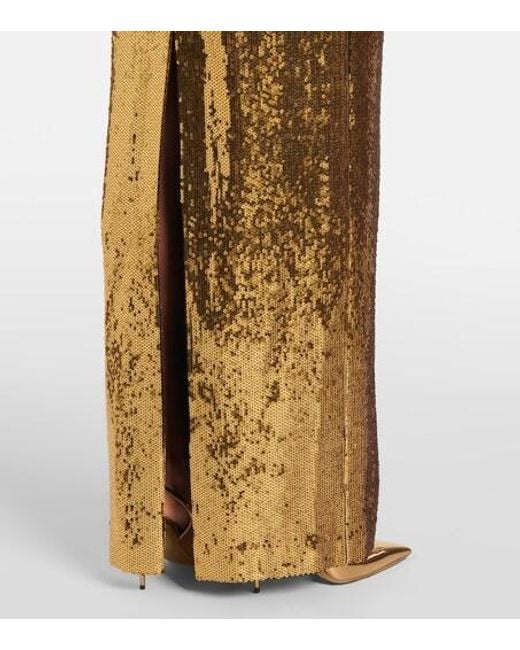 Rebecca Vallance Metallic Gloria Sequined Floral-Applique Gown