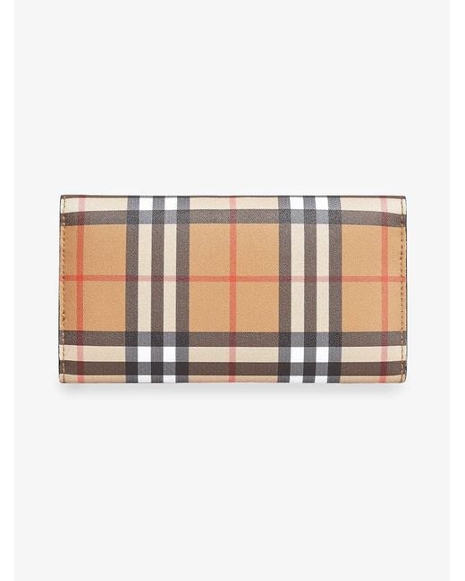 Burberry White Long Checkered Folding Purse