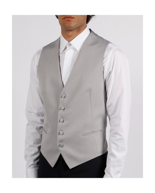 Tagliatore Gray V-Neck Bottoned Waistcoat for men