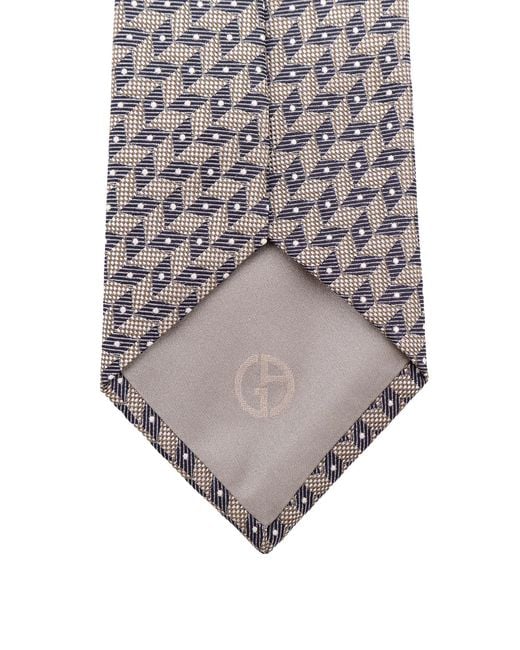 Giorgio Armani White Micro Pattern Silk Tie for men