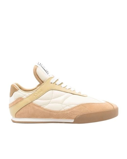 Chloé Natural Quilted-Panel Sneakers