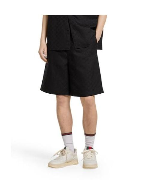 Gucci Black Gg Canvas Linen Blend Shorts for men