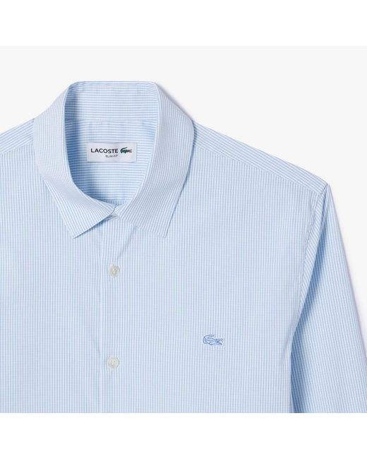 Lacoste Blue Slim-Fit Plaid Poplin Shirt for men