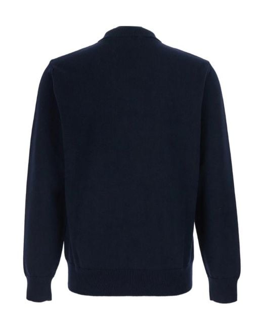 Emporio Armani Blue Half Zip Logo Knitted Sweater for men