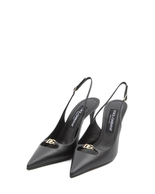 Dolce & Gabbana Metallic Pointed Toe Slingback Pumps