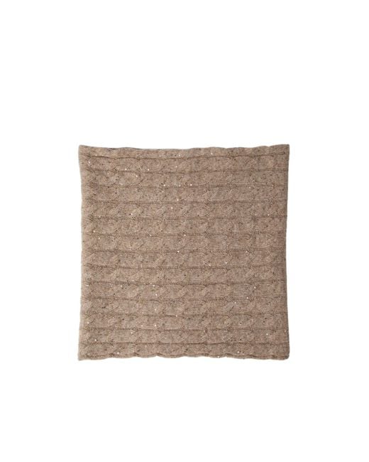 Brunello Cucinelli Natural Cable-Knit Sequin Scarf