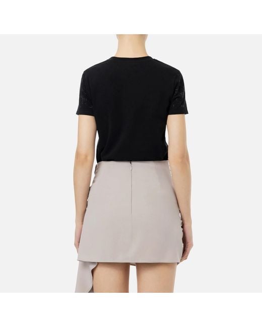 Elisabetta Franchi Black Logo Embellished Jersey T-Shirt