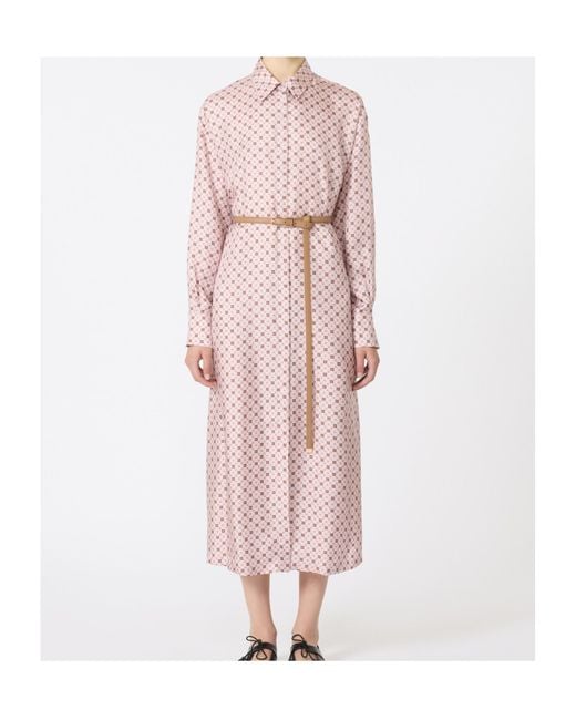 Max Mara Pink Studio Mister Long-Sleeved Belted Dress