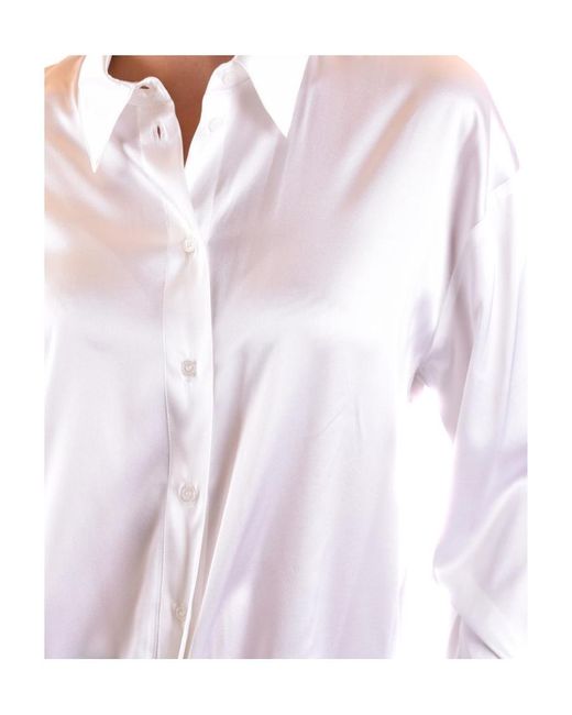 Pinko White Lapel Long-Sleeved Shirt