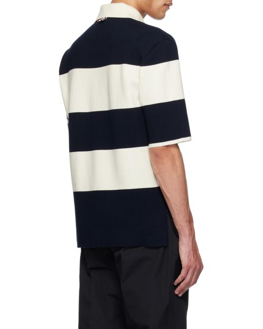 Thom Browne Blue Striped Short Sleeved Polo Shirt for men
