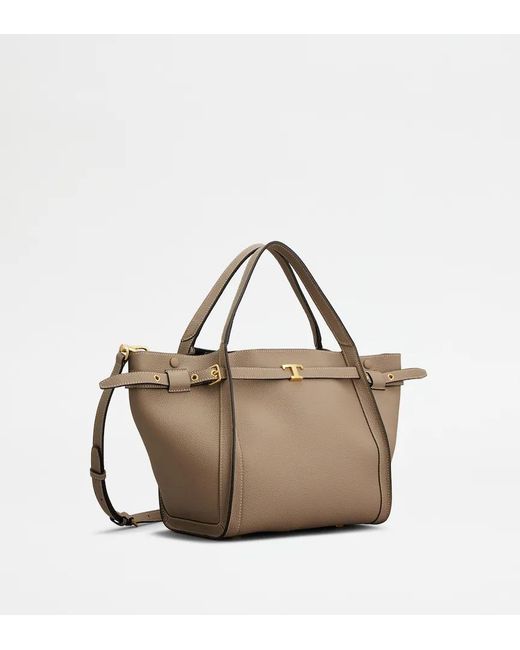 Tod's Brown T-Plaque Top Handle Bag