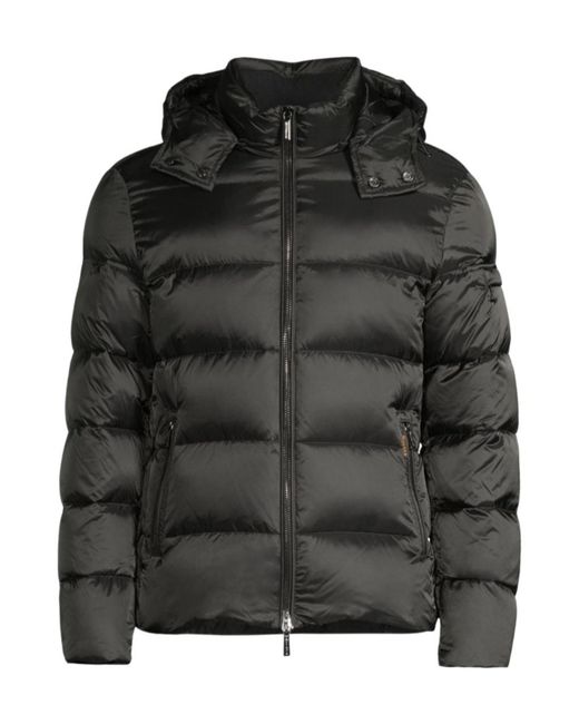 Moorer Black Hooded Quilted Down Jacket for men