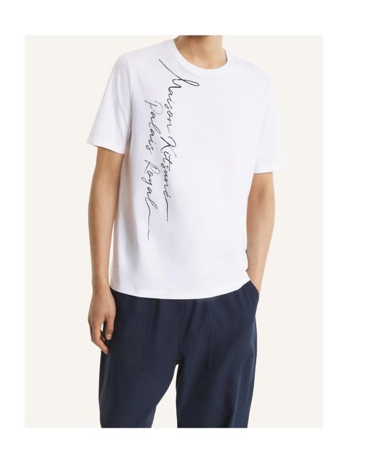 Maison Kitsuné White Maison Kitsuné Script Logo T-Shirt for men