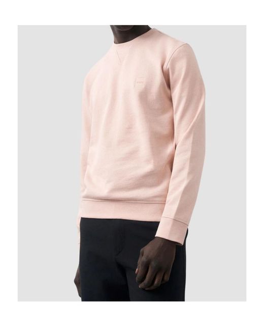 Boss Pink Crew Neck Long-Sleeved Sweatshirt for men