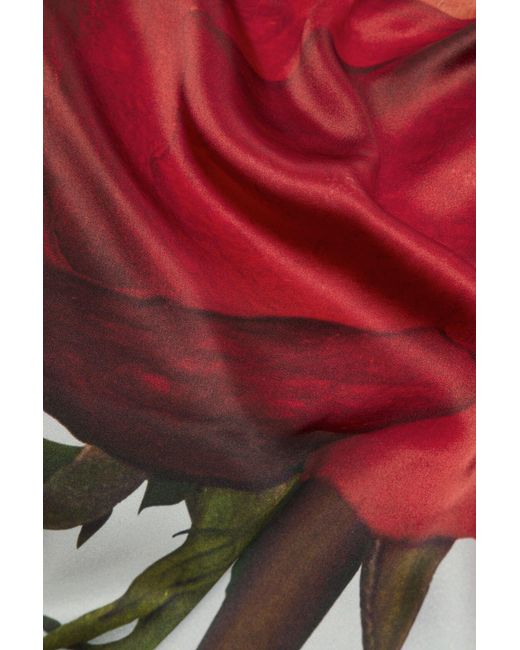Acne Gray Rose-Print Silk Scarf
