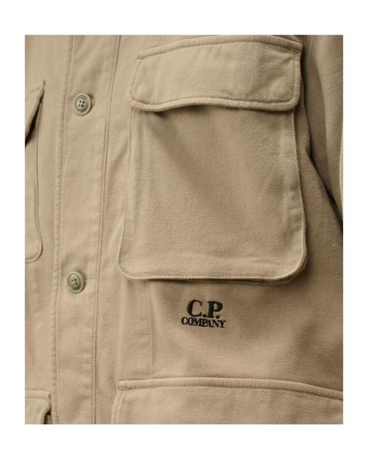 C P Company Natural Armored-Stretch Buttoned Overshirt for men