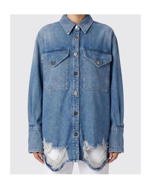 Dondup Blue Distressed-Finish Shirt