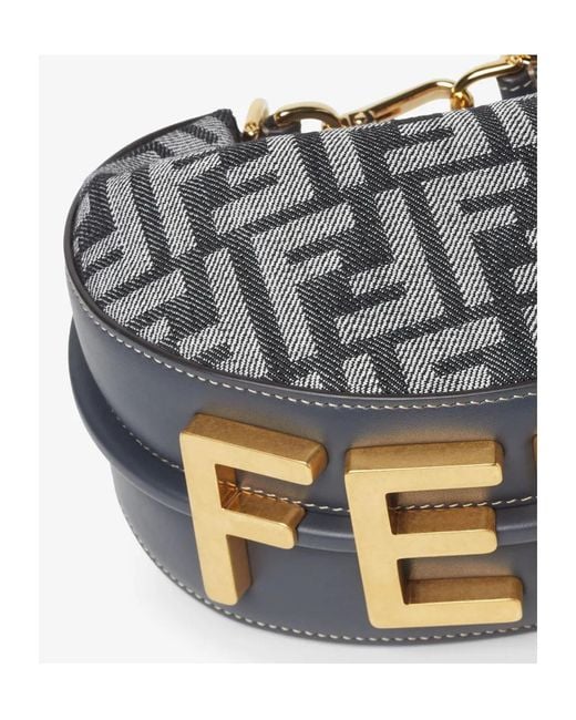 Fendi Blue Graphy Ff Jacquard Mini Hobo Bag