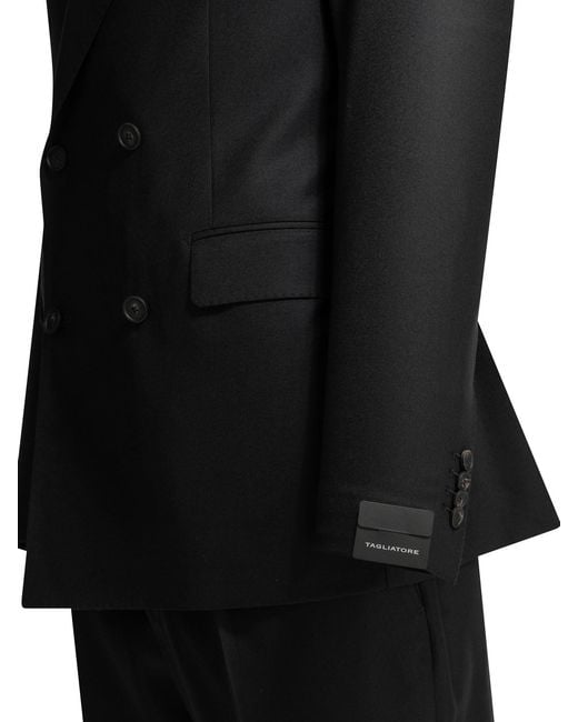 Tagliatore Black Long-Sleeve Suit Set for men