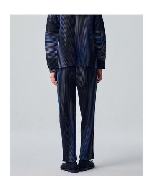 Homme Plissé Issey Miyake Gray Blend Of Lights Pleated Straight-Leg Trousers for men