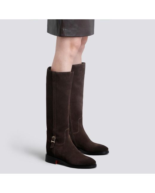 Santoni Brown Suede Boots