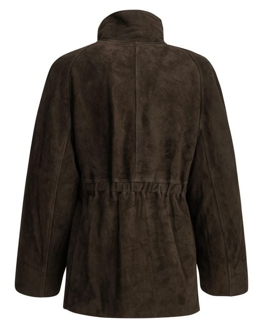 Nour Hammour Black High-Neck Leather Jacket