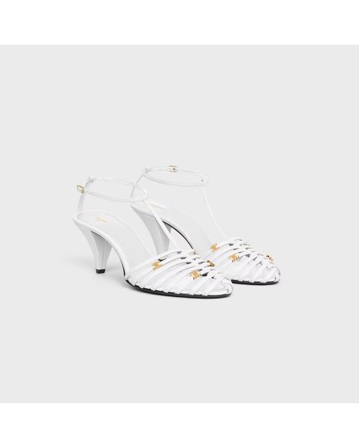 Céline White Cage Heeled Sandal