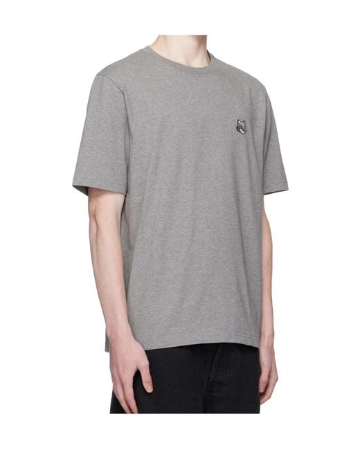 Maison Kitsuné Gray Maison Kitsuné Fox Head Comfort T-Shirt for men