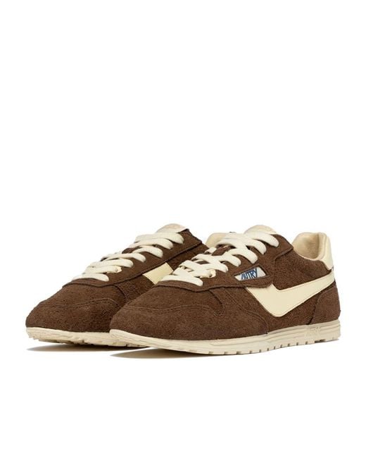 Autry Brown Windspin Shaved Suede Low-Top Sneakers