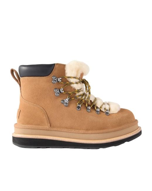 Ugg Natural Leather Trimmed Shearling Ankle Boots