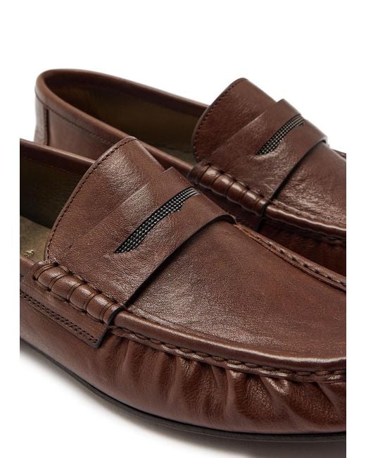 Brunello Cucinelli Brown Leather Loafers