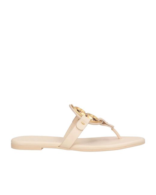 Tory Burch Natural Plain Colour Flip Flops