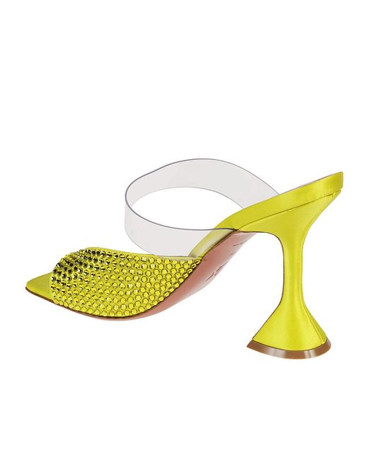 AMINA MUADDI Yellow Square-Headed High-Heeled Sandals