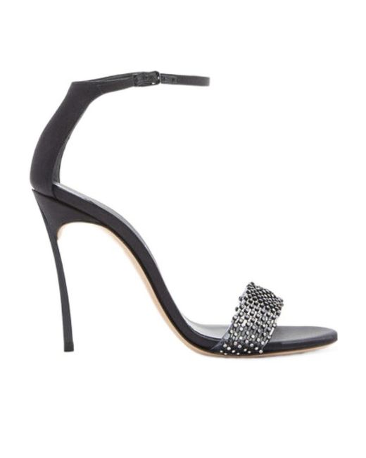 Casadei White Blade Twenties Crystal Heeled Sandals